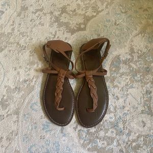 Brown braided leather sandals